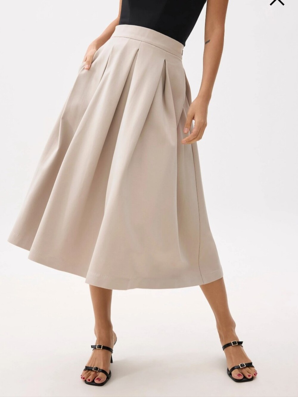 Love, bonito - Lara Elastic Reversible Pleated Midi Skirt (has pocket)